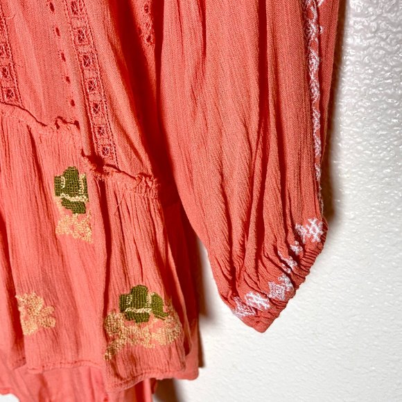 Free People Women’s Wild Horses Embroidered Dress in Persimmon- Coral … - Picture 6 of 9